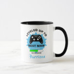 Wedding  Best Man Leveled Up Gamer Fun Glass Mug<br><div class="desc">A modern best man gift idea for those who love playing computer generated games,  featuring two games consoles and a humor statement "Leveled Up To Best Man" Just customize with a personal name for that extra special touch at no extra cost.</div>