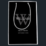 Wedding Best Man Personalized Chic Modern Classy Medium Gift Bag<br><div class="desc">Wedding Best Man Personalized Chic Modern Classy Medium Gift Bag. Click personalize this template to customize it with the monogram initial, name of max. 8 letters, and date quickly and easily. Wedding Best Man Personalized Chic Modern Classy Medium Gift Bag, is part of the Best Man Gift Collection in this...</div>