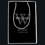 Wedding Best Man Personalized Chic Modern Classy Medium Gift Bag<br><div class="desc">Wedding Best Man Personalized Chic Modern Classy Medium Gift Bag. Click personalize this template to customize it with the monogram initial, name of max. 8 letters, and date quickly and easily. Wedding Best Man Personalized Chic Modern Classy Medium Gift Bag, is part of the Best Man Gift Collection in this...</div>