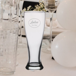 Wedding Best Man Stylized Name Etched Pilsner Glass
