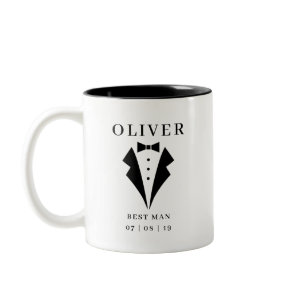Wedding BEST MAN Tuxedo Personalized Name Two-Tone Coffee Mug