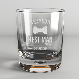 Wedding Best Man Whiskey Rocks Glass