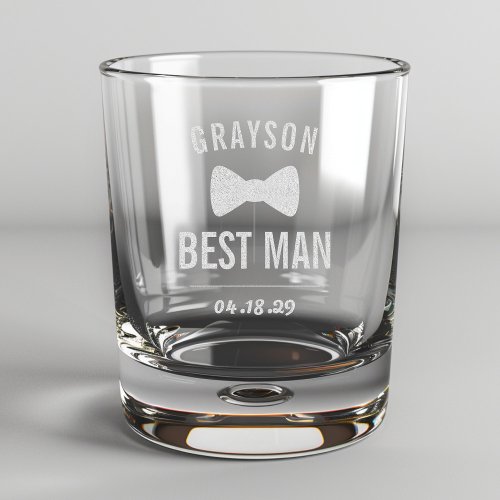 Wedding Best Man Whiskey Rocks Glass