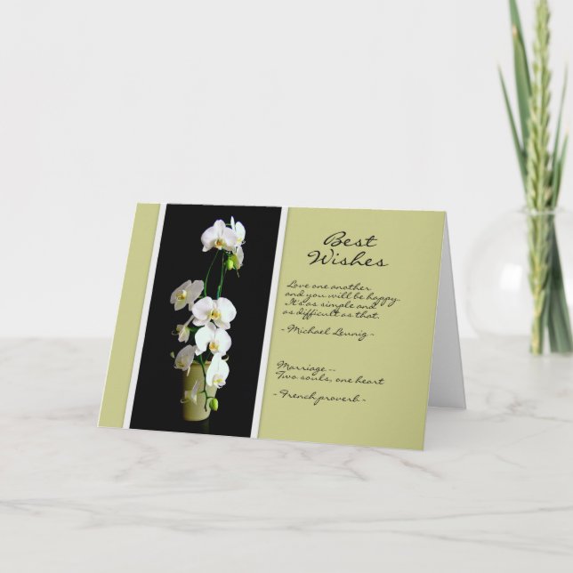 Wedding Best Wishes White Orchids Card (Front)