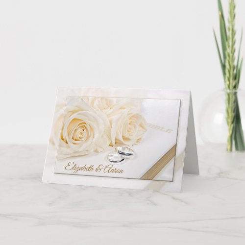 Wedding Bible and Roses with Names Card