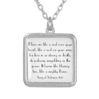 wedding bible verse Song of Solomon 8:6 Square Pendant Necklace