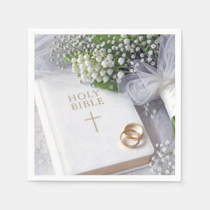 Wedding Bible with Lily of the Valley Bouquet Napkins