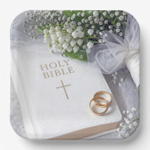 Wedding Bible with Lily of the Valley Bouquet Paper Plates