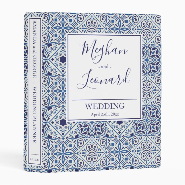 Wedding binder 3 rings Portuguese Tiles (Front/Spine)