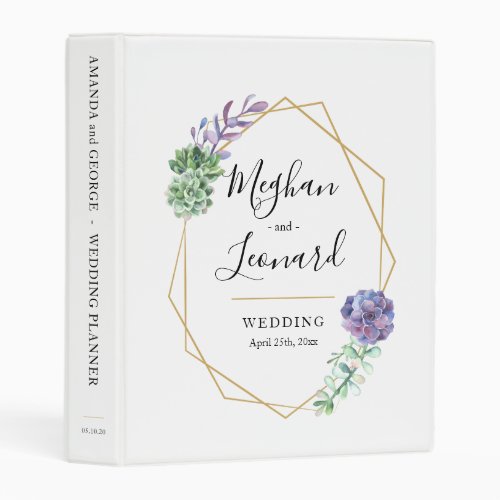 Wedding binder 3 rings Purple Succulents