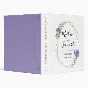 Wedding binder 3 rings Purple Succulents