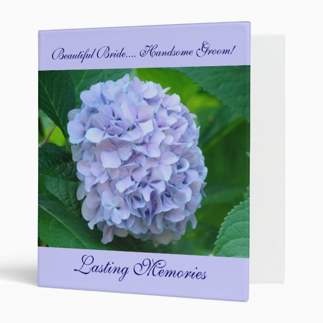 Wedding Binder Album Blue Hydrangea Flower Floral (Front/Inside)