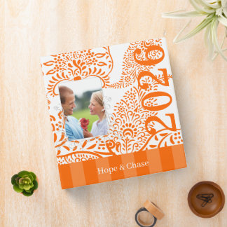 Wedding Binder Orange Paisley Engagement Photo