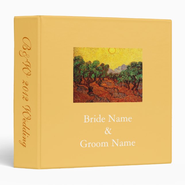 Wedding binder,Vincent van Gogh Olive Trees 3 Ring Binder (Front/Spine)