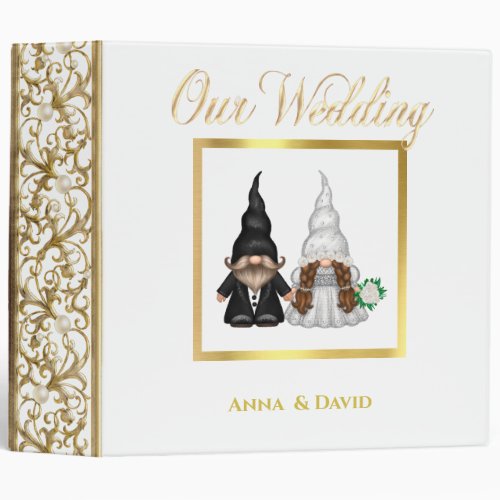 Wedding Binder with Gnome Bride and Groom