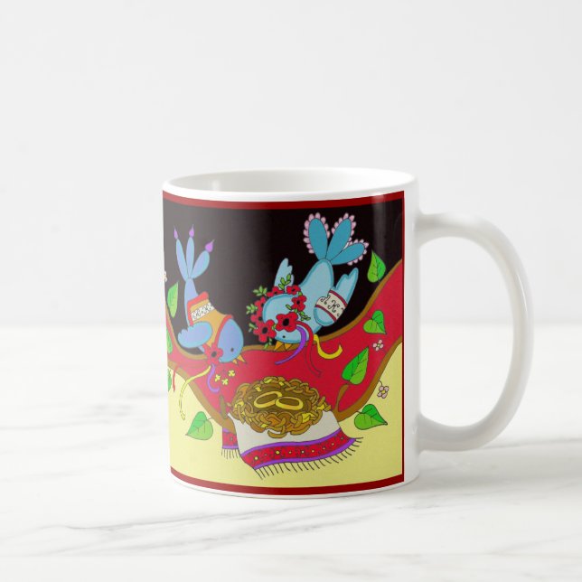 Wedding Bird Bliss Ukrainian Folk Art Coffee Mug (Right)