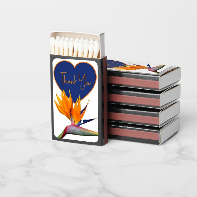 Wedding Bird of Paradise Thank You Favors Matchboxes (Stacked)