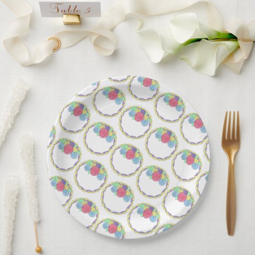 Wedding Birthday Bridal Shower Floral Round Cake Paper Plates