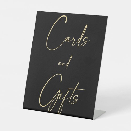 Wedding Black and Gold Cards  Gifts Pedestal Sign