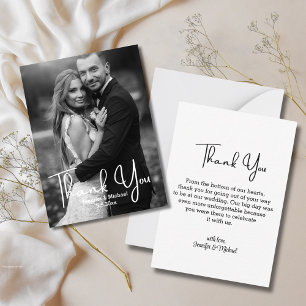 wedding black and white photo thank you card