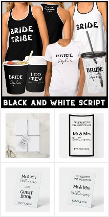 WEDDING - BLACK AND WHITE SCRIPT AND TYPOGRAPHY