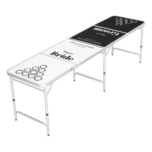 Wedding Black and White Team Bride Groom Simple Beer Pong Table