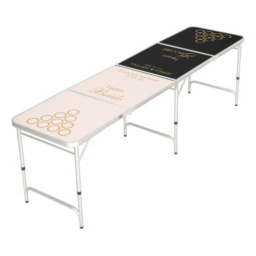 Wedding Black Blush Pink Bride Groom Gold Script Beer Pong Table