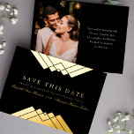 Wedding Black Geometric Gold Save the Date Foil Invitation<br><div class="desc">Wedding Black Geometric Gold Save the Date Foil Invitation</div>