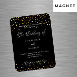 Wedding black gold hearts luxury invitation magnet<br><div class="desc">A black background decorated with golden hearts. Personalize and add your names and the details.</div>