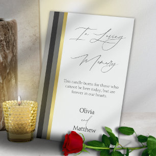 Wedding Black Gray Gold Stripe In Loving Memory Pedestal Sign