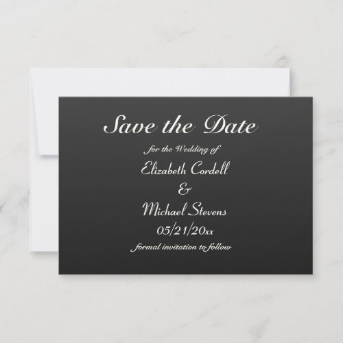 Wedding Black  Gray Save the Date Card