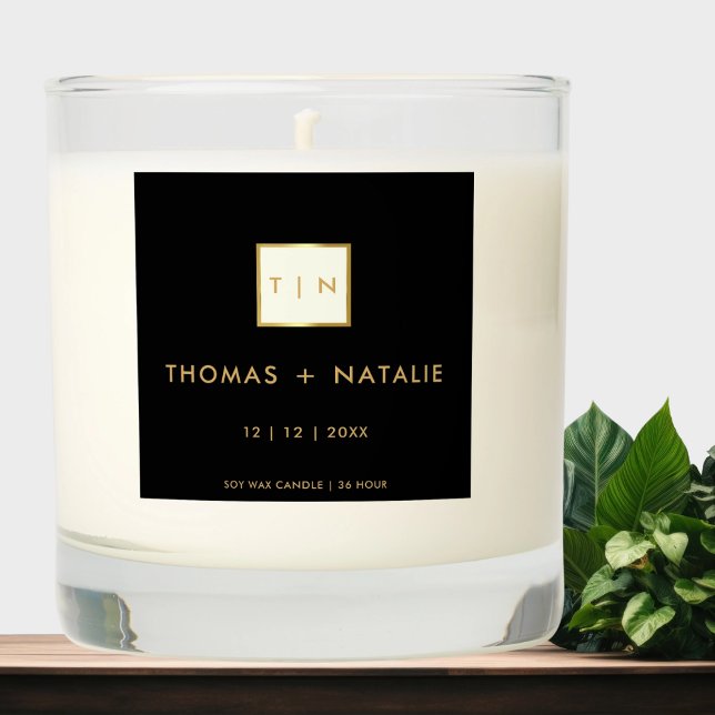 Wedding Black Luxury Couples Initial Monogram  Scented Candle (Creator Uploaded)