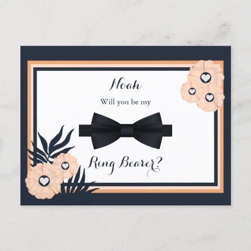 Wedding Black Pearl Watus Ring Bearer Request Card