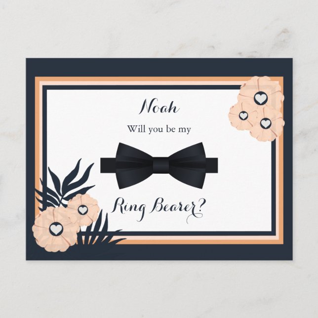 Wedding Black Pearl Watusi Ring Bearer  Postcard (Front)
