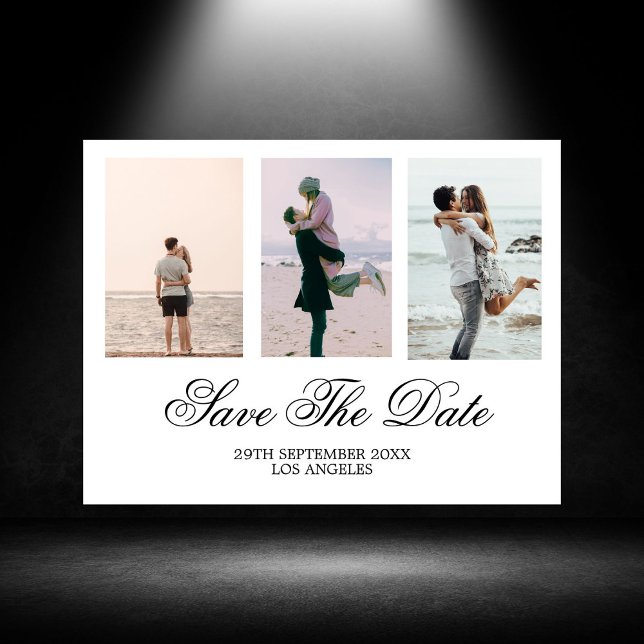 Wedding Black  Photo White Save The Date  Holiday Postcard (Creator Uploaded)