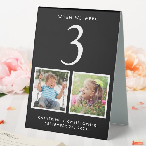 Wedding Black Photos Number Table Tent Sign