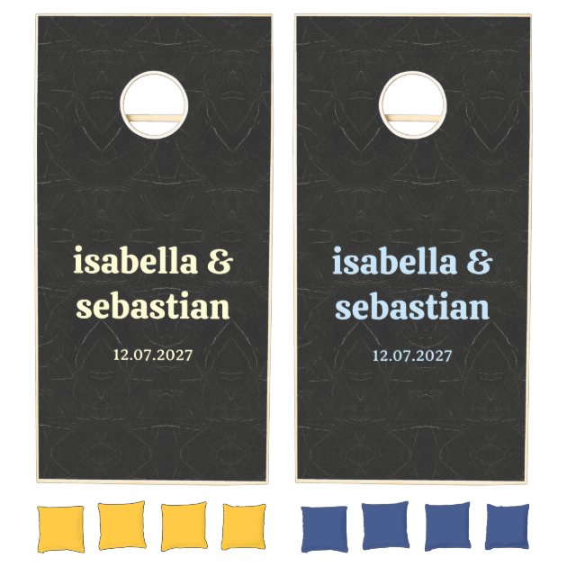 Wedding black rustic retro monogram cornhole set