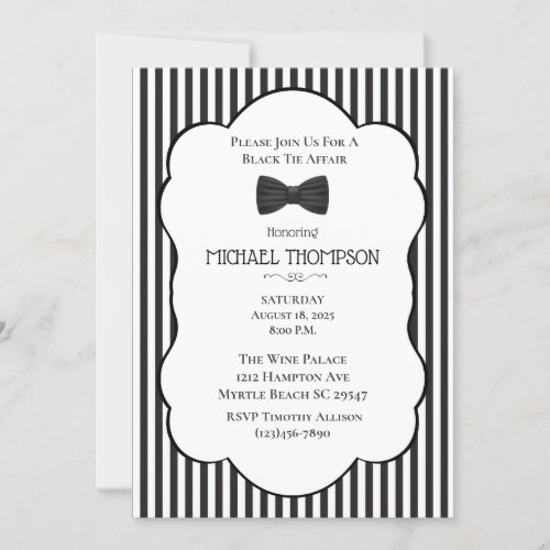 Wedding Black Tie Affair Bachelor Party    Invitation