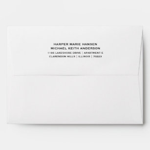 Wedding Black White Elegant Modern Return Address Envelope
