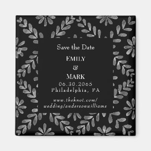 Wedding Black & White Elegant Save the Date  Magnet