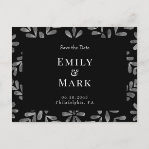 Wedding Black & White Elegant Save the Date Postcard