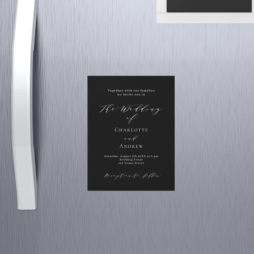 Wedding black white formal modern luxury magnetic invitation