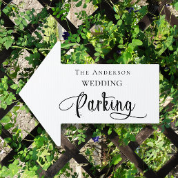 Wedding black white guest parking arrow  sign