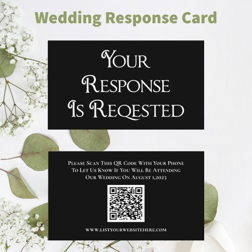 Wedding Black White RSVP QR Code Response Card
