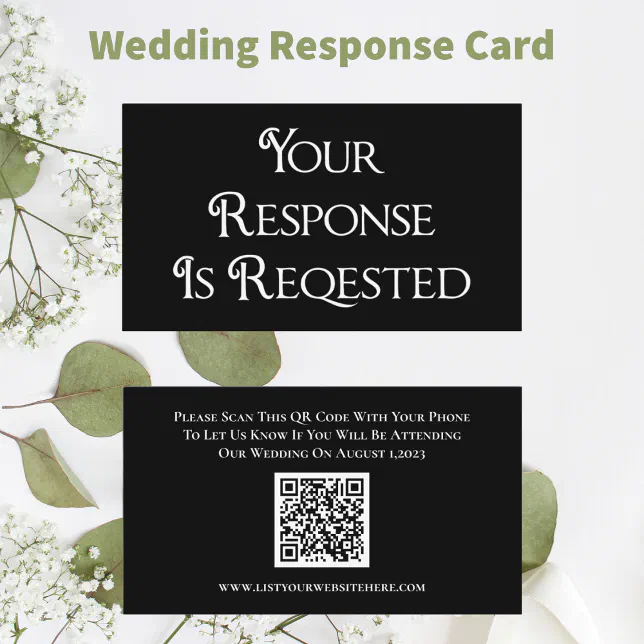 Wedding Black White RSVP QR Code Response Card | Zazzle