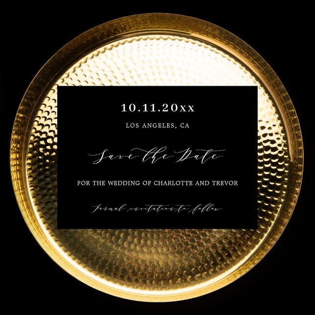 Wedding black white script modern save the date (Creator Uploaded)