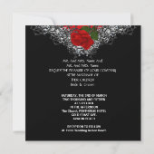 Wedding Black White Silver Deep RED Rose Invitation (Back)