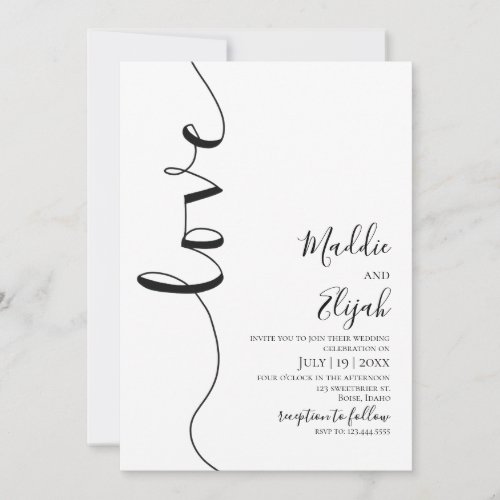Wedding, Black & White Simple, Typography, Script, Invitation