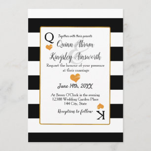 Wedding Black & White Stripes King & Queen Cards