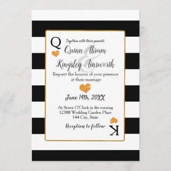 Wedding Black & White Stripes King & Queen Cards by chandraws at Zazzle